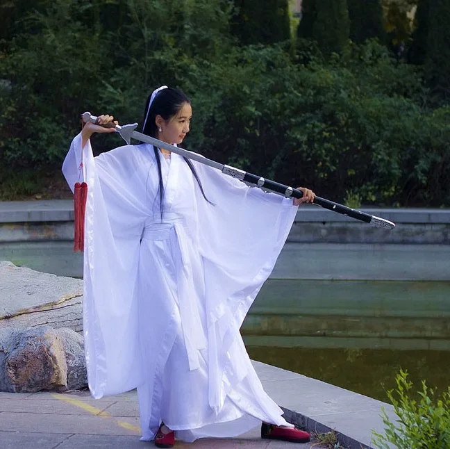

Women kong fu Cosplay fairy costume Hanfu clothing Chinese Traditional ancient dress dance stage cloth Classic white costume