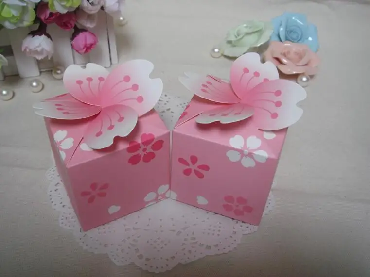 Креативные вишневые цветы для свадебвечерние конфеты драже коробка милый