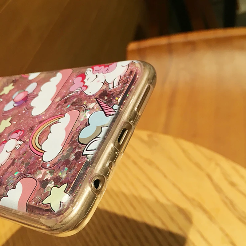 Чехол для телефона Huawei Y9 2019 с блестками сердечком звездами динамической
