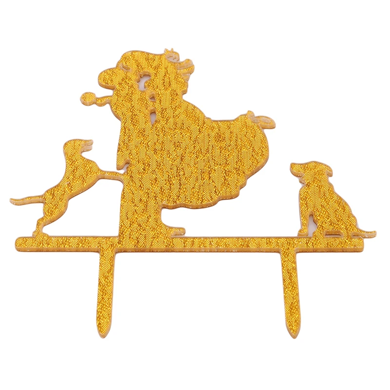 Уникальный Топпер для свадебного торта силуэт невесты и жениха с 2 собаками