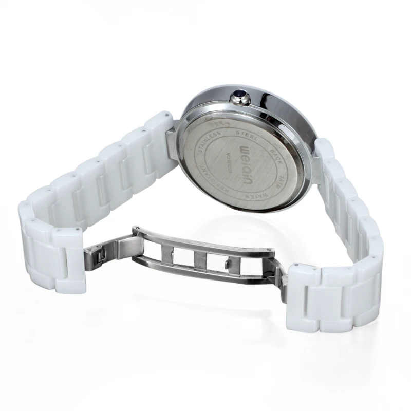 WEIQIN Ceramic Women Watches Luxury High Quality Water Resistant White Dress Rhinestone Skeleton Engraving Montre Femmer | Наручные часы