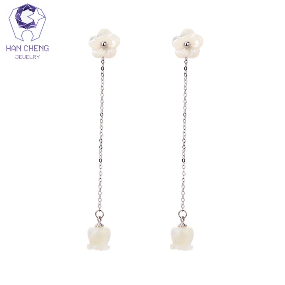 Новые Модные подвесные висячие серьги HanCheng в виде ракушек длинные цветов для