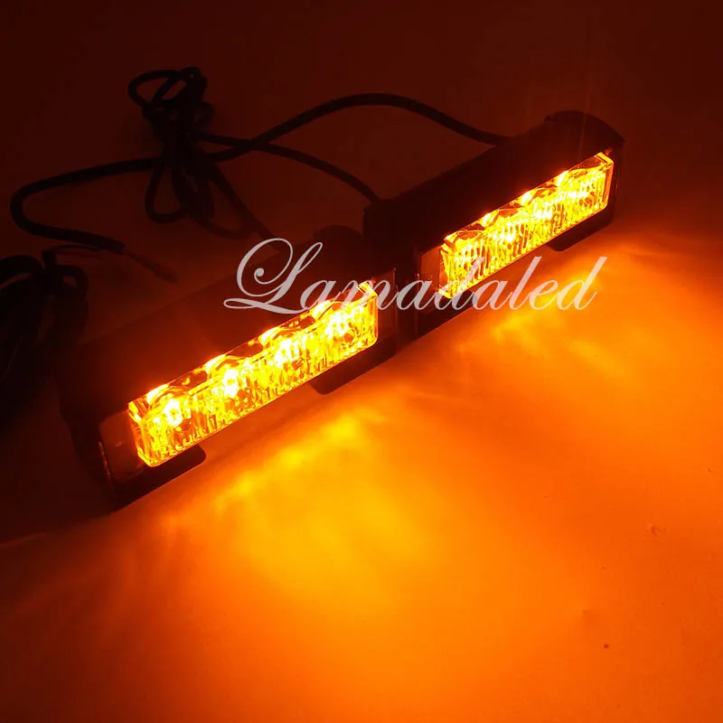2шт 11 см Сплит 4led полицейский светодиодный светильник аварийная опасность стробоскоп светильник s бар автомобильный гриль мигающий сигнальная лампа Красный Синий Янтарный Белый - Цвет: 2x4led both amber