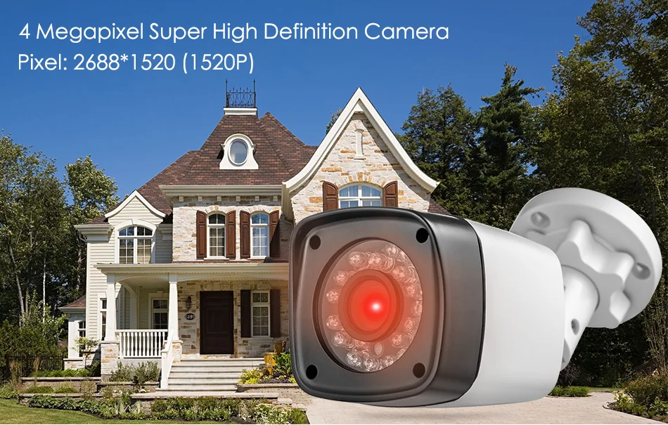FUERS 4 шт 4MP 1520P CCTV 4CH 5в1 AHD DVR система наблюдения Водонепроницаемая уличная камера система безопасности видео CCTV P2P HDMI Комплект