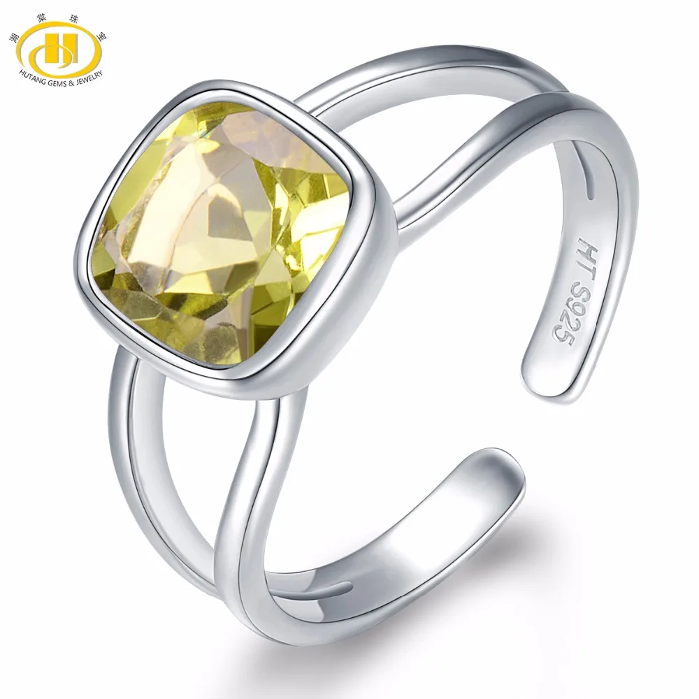 

Женское кольцо из натурального кварца HUTANG, однотонное Открытое кольцо из стерлингового серебра 925 пробы с драгоценными камнями, элегантное ...