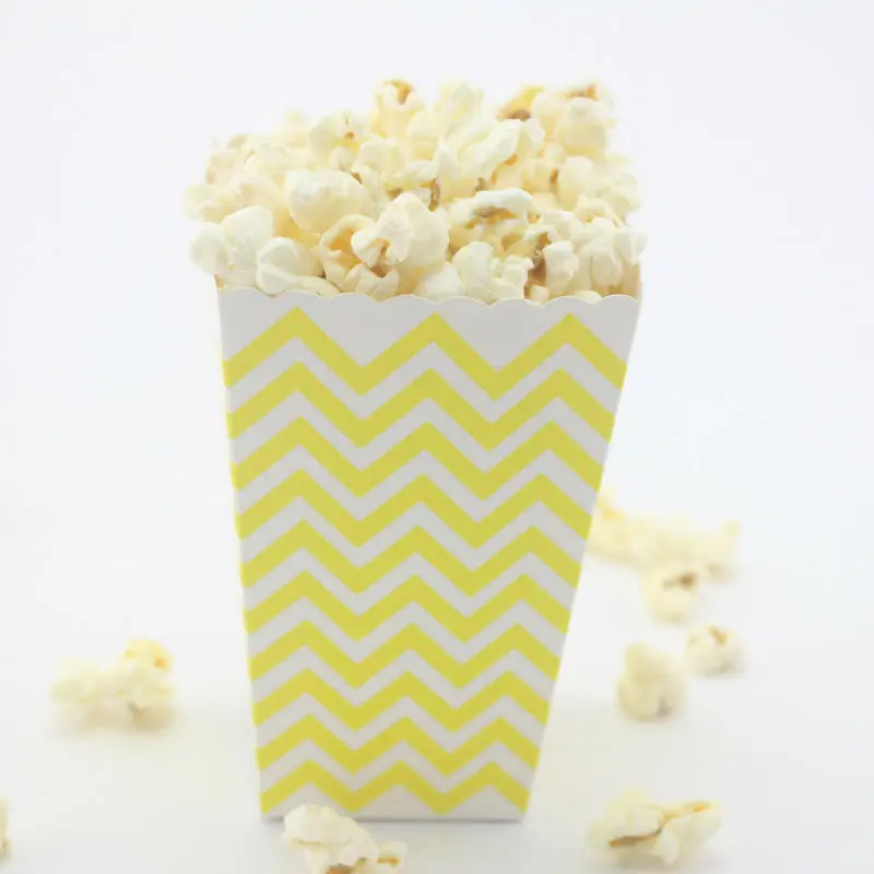 24 шт./лот Желтые мини-коробки для попкорна буфет конфет бумажные пакеты вечеринок