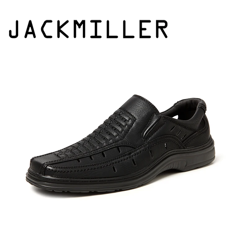 

Jackmiller summer hot sale sandals men super light comfortable men sandals breathable slip-on men shoes solid black side goring