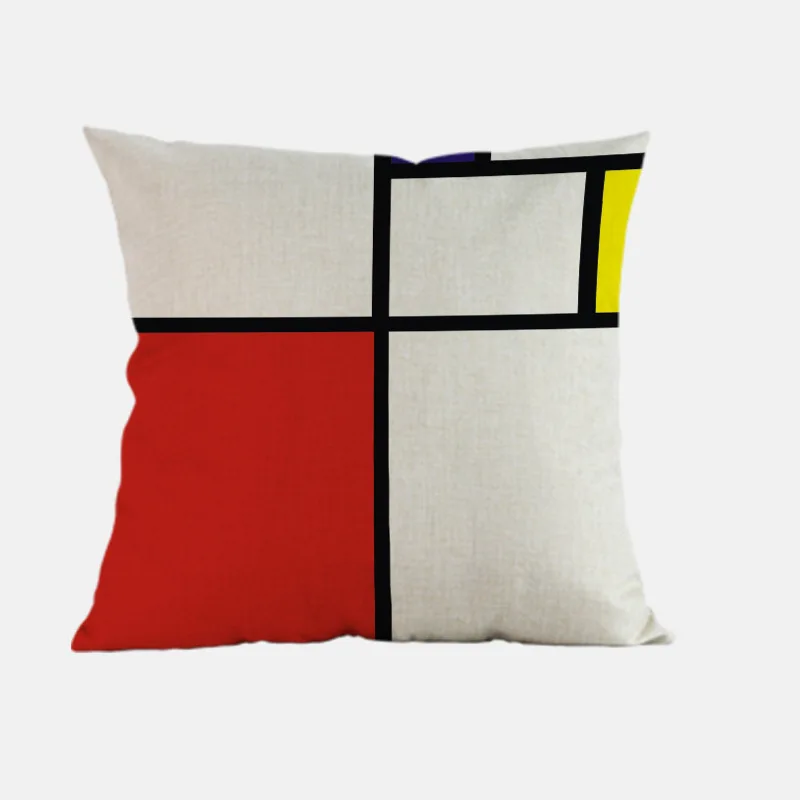 Креативный Европейский стиль mondrian цвет сетки Геометрическая льняная наволочка для дома украшения наволочка - Цвет: I