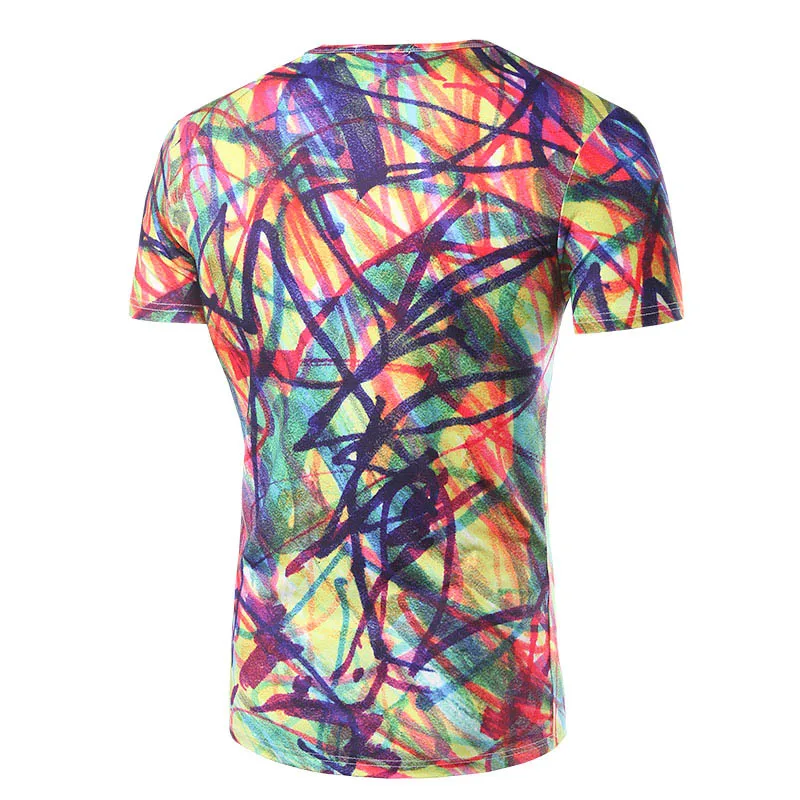 Мужская Мода 2017 Новый Летний мужской Моды Граффити Чернила 3D Печати Повседневная