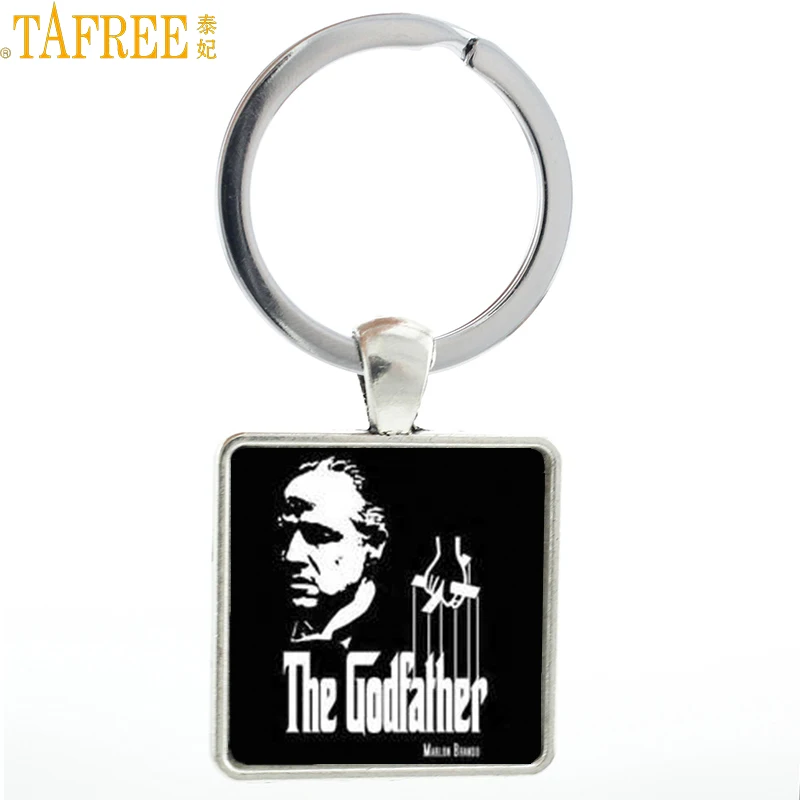 

TAFREE Brand vintage The Godfather square keychain fashion Gangster movie cool men key chain ring holder jewelry mens gifts MV54