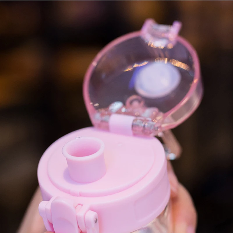 Летняя розовая вишневая стеклянная бутылка для воды спортивная Хрустальная