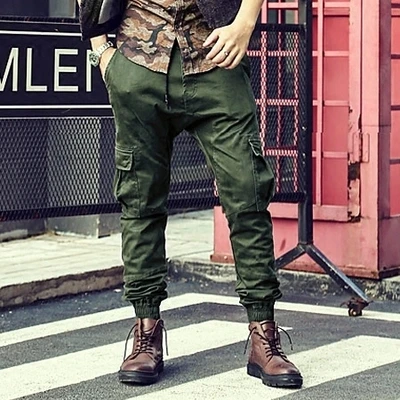 Новые весенние эластичные мужские зеленые брюки комбинезоны мужчины винт