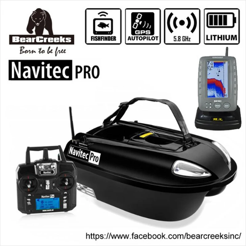 Navitec PRO V2, рыбацкая приманка для ловли карпа, рыбацкая лодка с гидролокатором BC151, цветной рыболокатор и gps, автопилот, 500 м RC