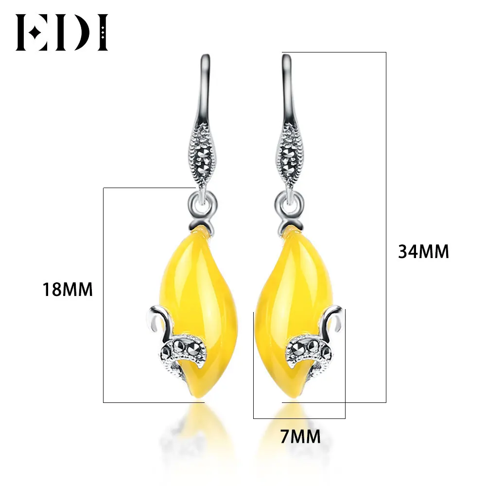 EDI Винтаж стерлингового серебра 925 пробы с инкрустацией халцедон Висячие серьги