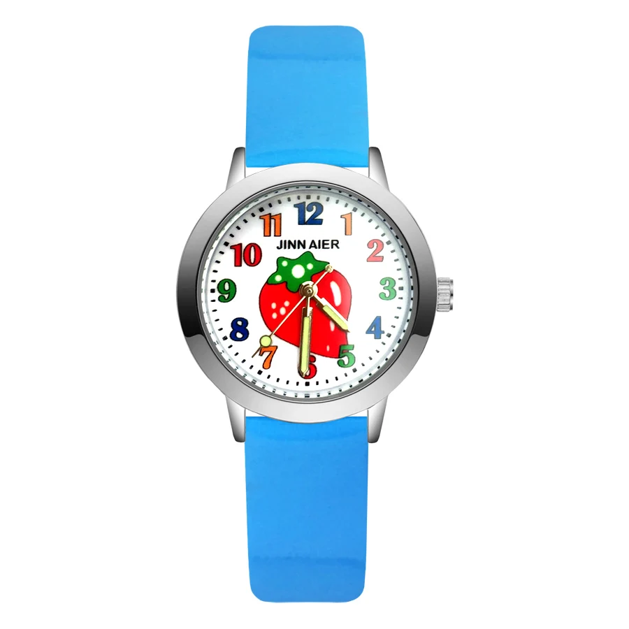 Fashion Cartoon Cute Fruit strawberry style Children's Watches Kids Student Girls Boys Quartz leather Wrist Watch clock JA159 | Наручные