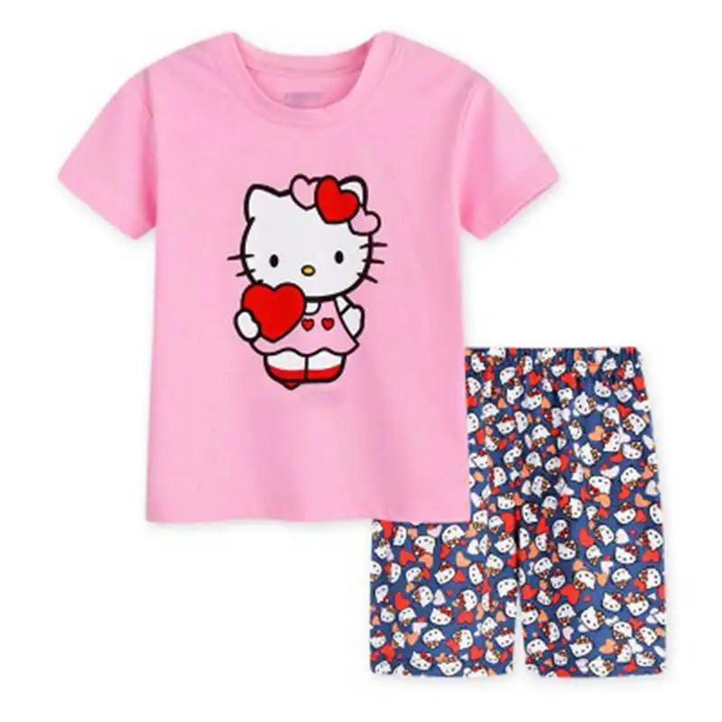 New Summer Kids Sleepwear Children Short Sleeve Tops+Shorts Bodysuit Baby Girls Boys Pajamas Homewear Nightclothes Clothing Sets | Детская