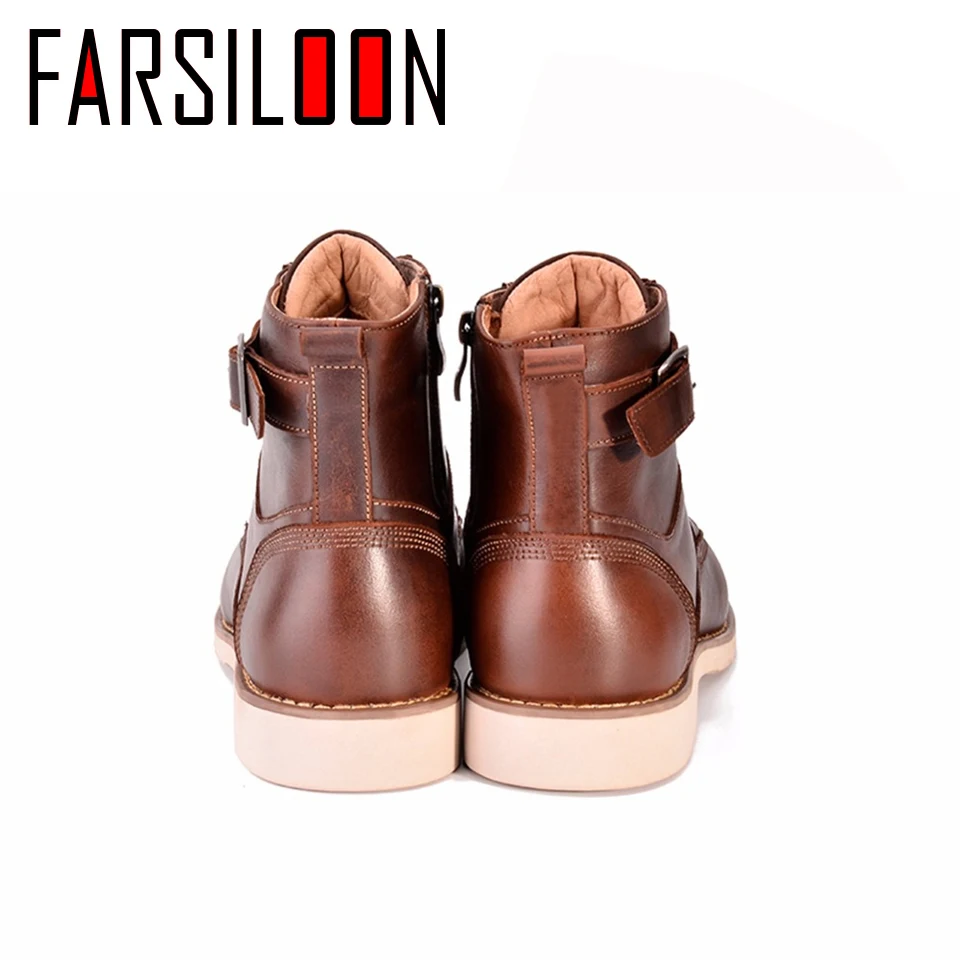 Высокая мужская обувь из натуральной кожи удобные водонепроницаемые ботинки в
