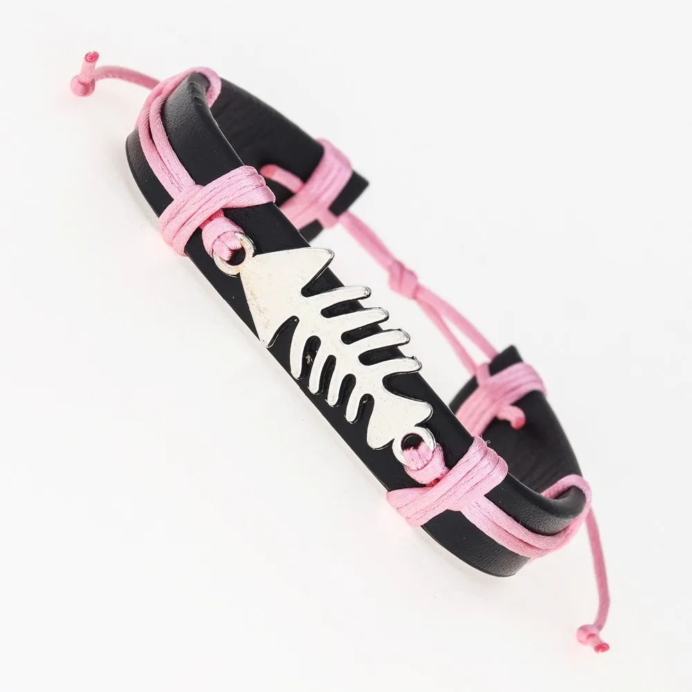 Ручная работа модные милые тибетские рыбные кости амулеты подарок кожаные