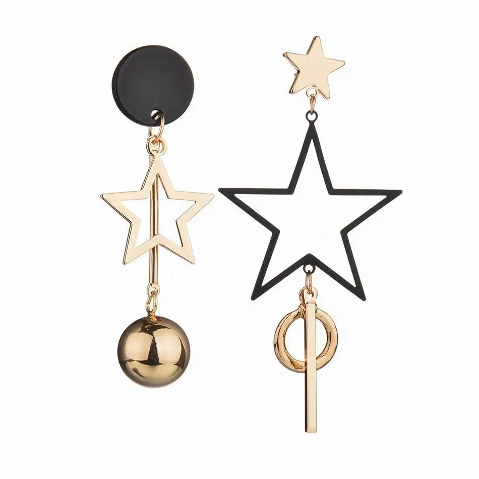 

Irregular Pentagonal Star Drop Earrings for Woman Fashion Long Round Ball Tassel Golden Earrings Female 2018 Fashion Jewelry