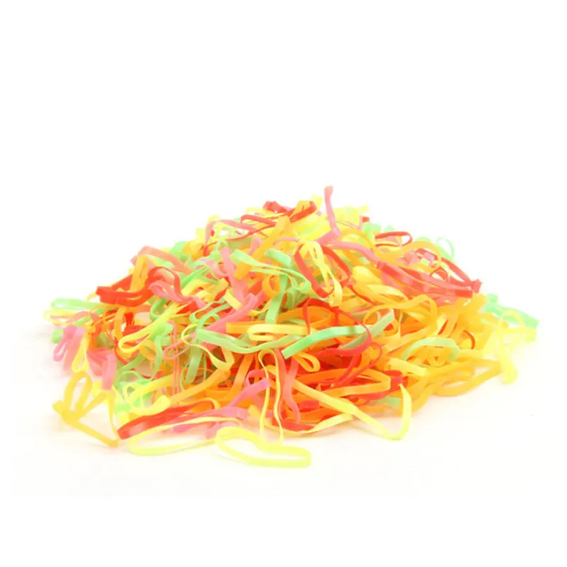 About 500PCS/lot Kids Children Girls Hair Holders Rubber Bands Elastics Tie Gum Braids Accessories Rainbow Color Rope | Детская одежда