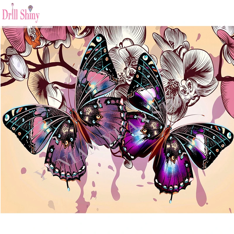 Алмазная 5d Вышивка сделай сам фиолетовая бабочка алмазная живопись животное