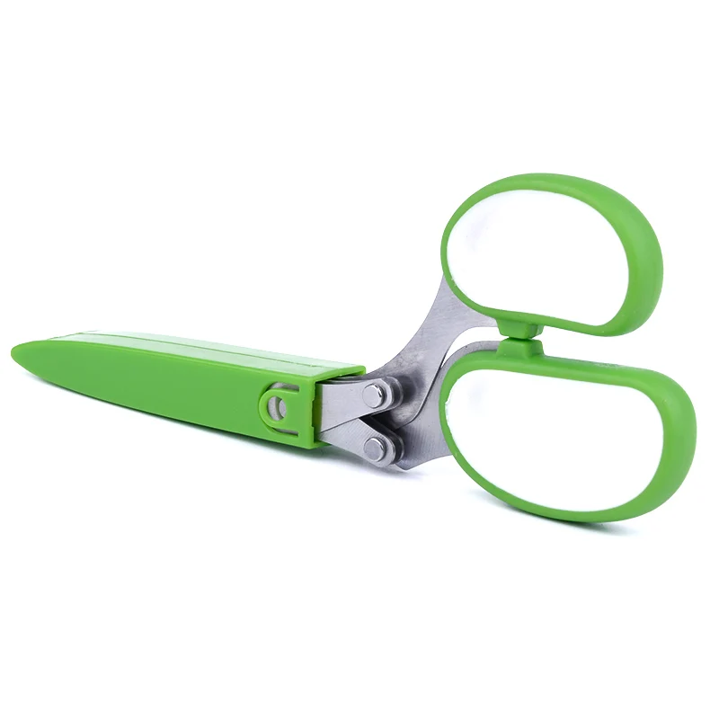 New Knives Cooking Tools Green Handle Kitchen product Scissors Five Layers | Дом и сад