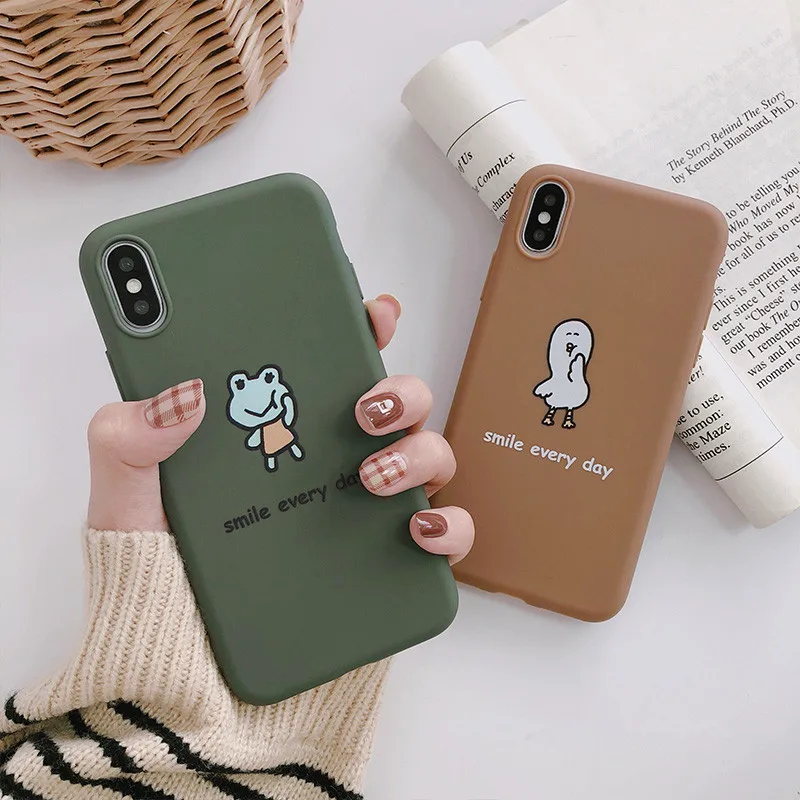 Full package Durable soft TPU Anti fall case for iphone 6 7 8 plus X XS funny cartoon animals frog duck cat pigs phone covers |