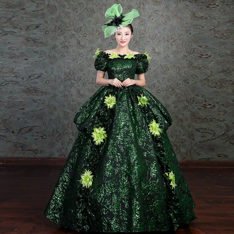 2018 Цветочные Фэнтези Slash шеи с коротким рукавом Marie Antoinette женское платье