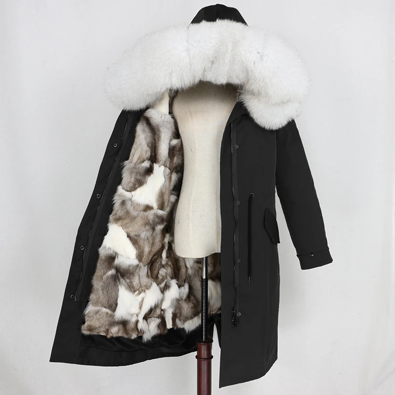 OFTBUY X-long водонепроницаемая верхняя одежда, парка из натурального меха, пальто из натурального Лисьего меха, зимняя куртка для женщин, капюшон из меха енота, теплая Съемная Новинка
