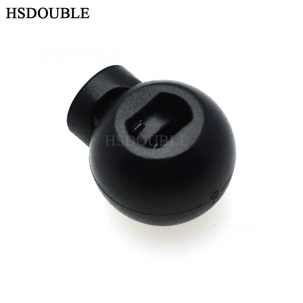 

100pcs/pack Cord Lock Round Ball Toggle Stopper Plastic Size:17mm*14.5mm*12mm Toggle Clip Black