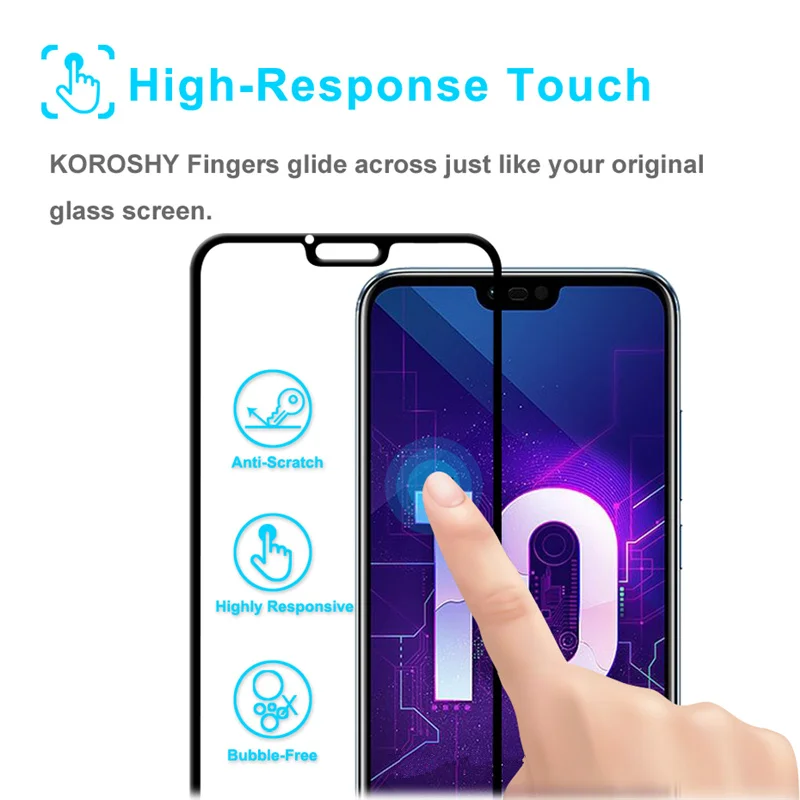 Полностью клеевое стекло для Huawei Honor 10 закаленное Защитная пленка экрана LCD