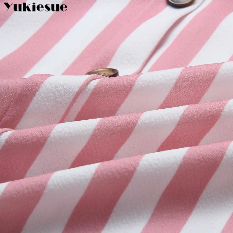 Женское платье-рубашка в полоску с длинным рукавом и V-образным вырезом | Женская