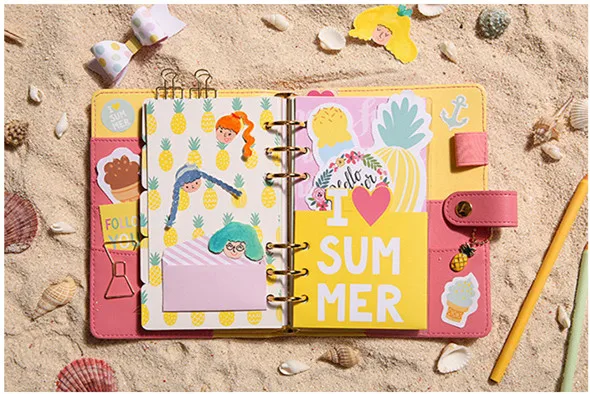 Filofax A6 A7, сумка для хранения с листовой пуансон, карман для ноутбука, наполнителя, бумага, 1 шт., для записных книг, papelaria, органайзер, карман - Цвет: summer