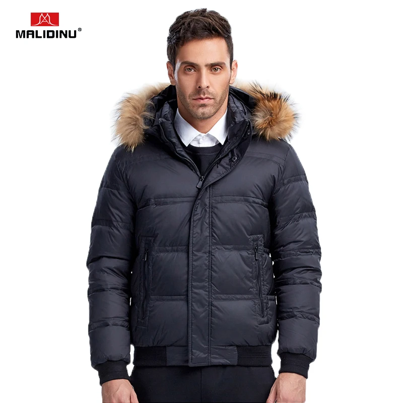 MALIDINU 2021 Fashion Men Down Jacket 70%White Duck Down Winter Thick Down Coat High Quality Winter Jacket Fur Collar Outerwear