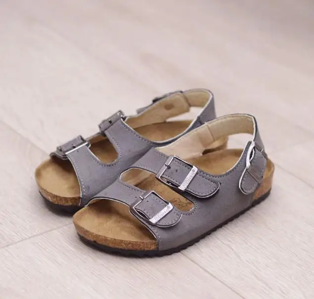Kids Summer Shoes Girls Sandals Children Shoes Nubuck Leather Cork Beach Shoes Toddler Non-slip Boys School Sandal Solid Color