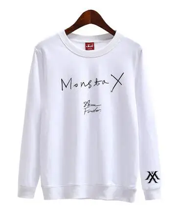 Весна Осень monsta x shine forever пуловер с принтом и круглым вырезом тонкий свитшот для фанатов kpop Свободные толстовки - Цвет: 5