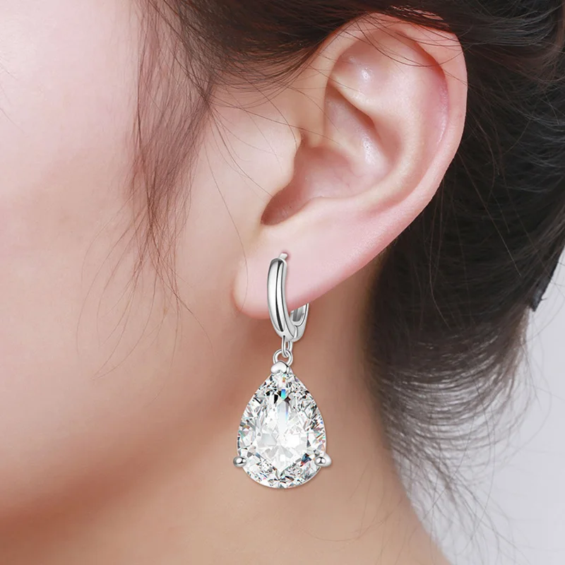 Zircon Water Drop Earrings For Women Gold Silver Color Copper Female Dangle Hanging Earring Fashion Wedding Ear Jewelry Brincos | Украшения