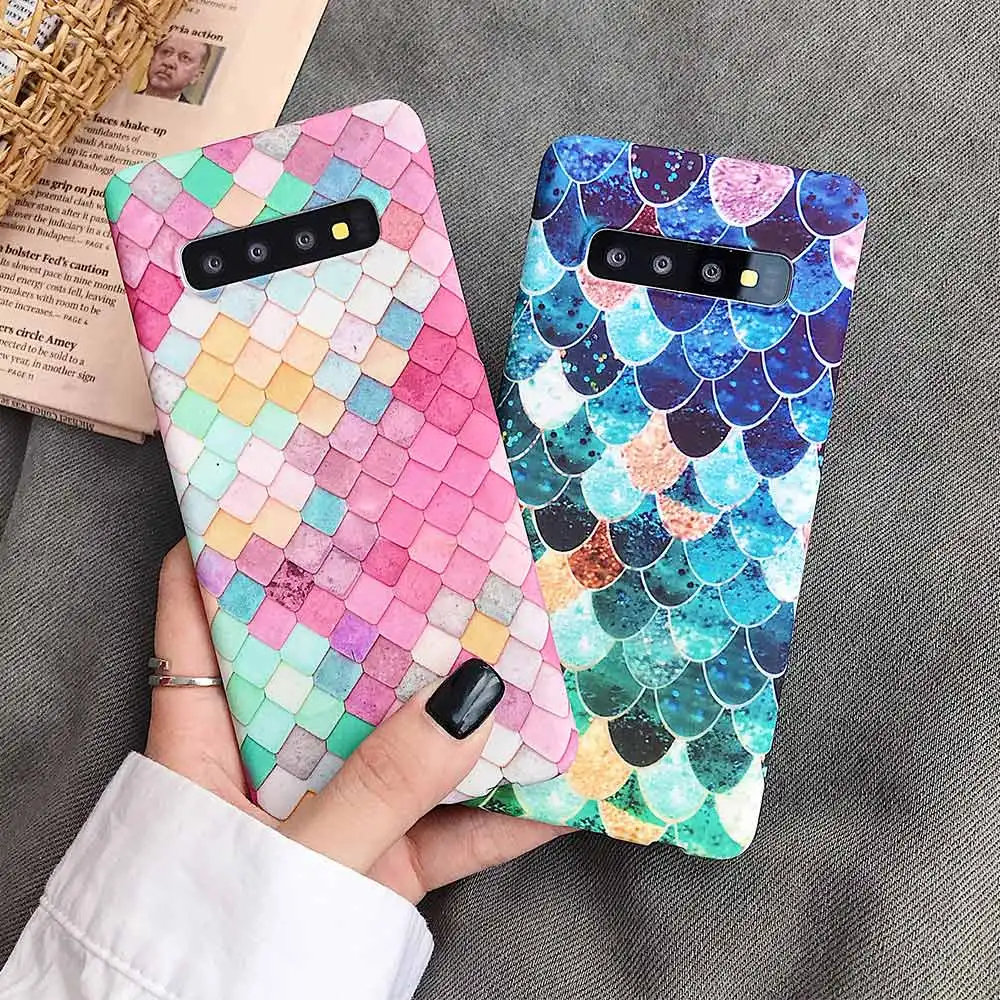 KISSCASE светящийся чехол для samsung Galaxy Note 10 Plus S8 S9 S10 5G S10E Fish Scale телефона A50 A70 Fundas |