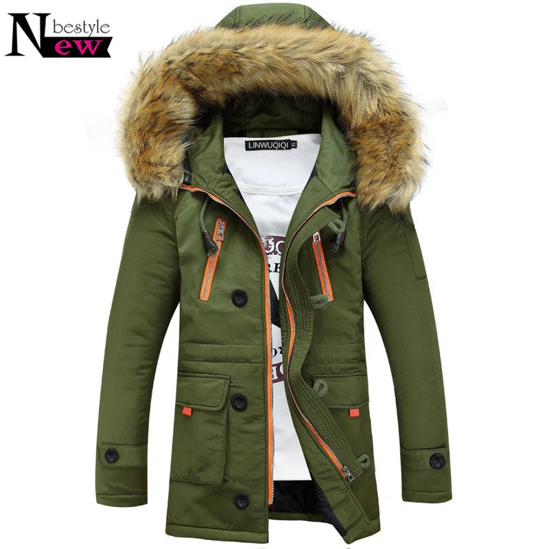 Newbestyle модное мужское зимнее хлопковое пальто Мужская Большая Меховая куртка с