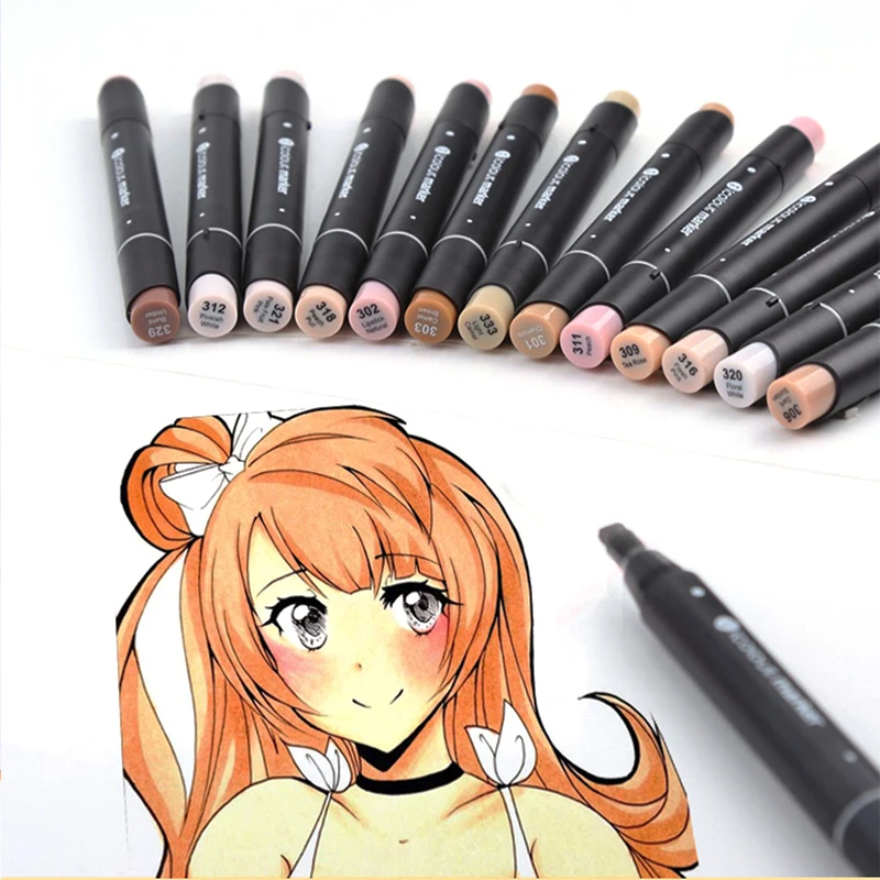 Набор мягких маркеров Skin Color импортный японский перьевой наконечник персонаж