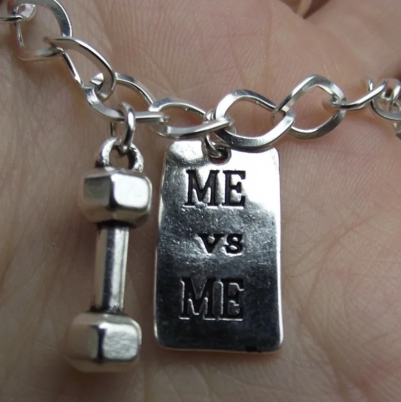 Новый сплав Древний серебряный ювелирные изделия гантели штанга браслет вера