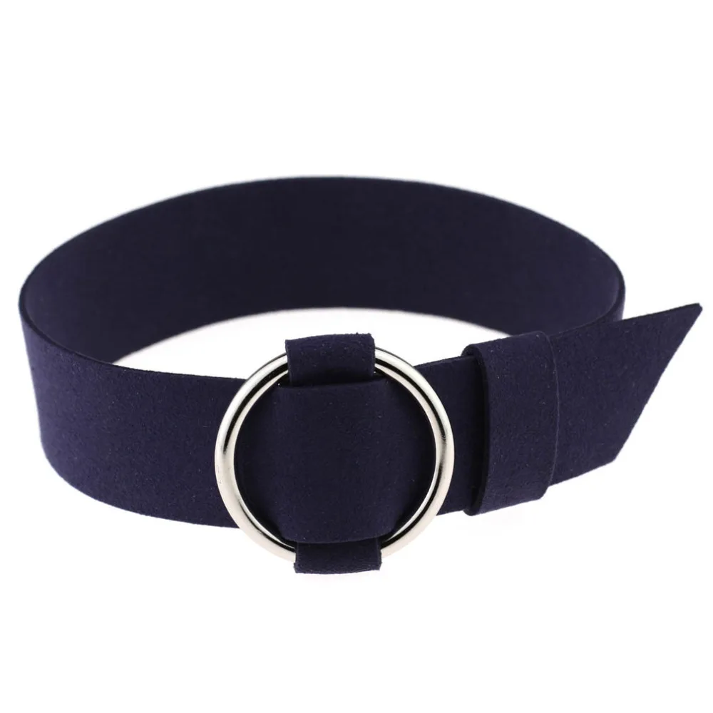 Hippie Classic Chic Dark Navy Blue Sky Soft Flannel Ban Round Charm Button Adjustable Wide Choker Necklaces for Women collier | Украшения и