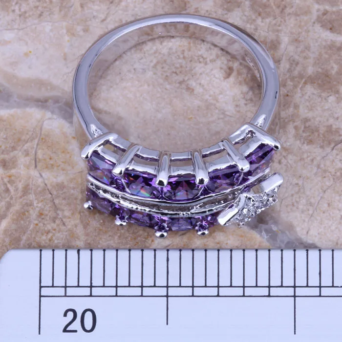 Изящное кольцо с фиолетовым фианитом стандартного размера 6 / 7 8 9 R0204|ring size|ring size