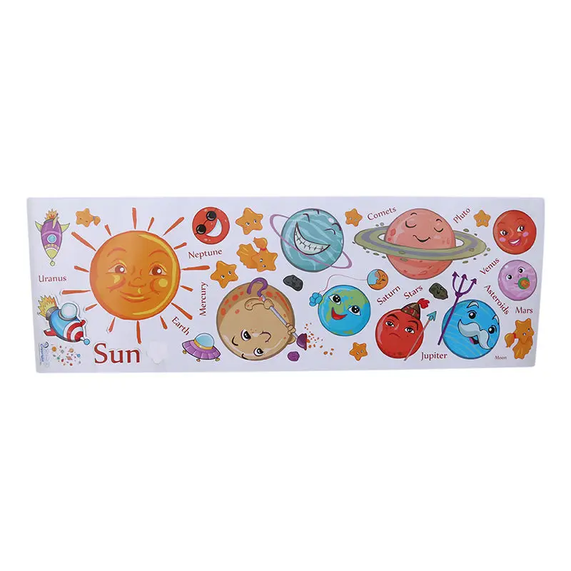 New Solar System Cartoon Wall Stickers For Kids Rooms Stars Outer Space Planets Earth Sun Saturn Mars Poster Mural School Decor | Дом и сад