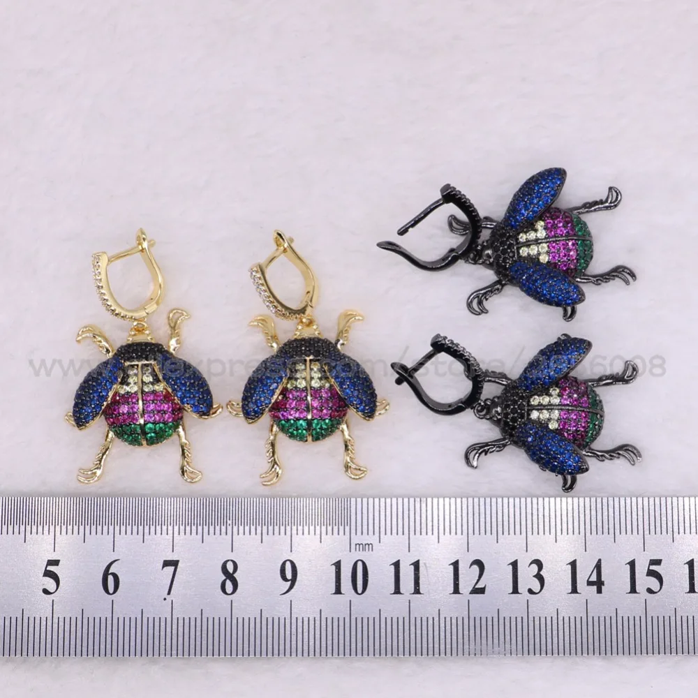 Серьги-жуки насекомые Micro pave высококачественные серьги с кубическим цирконием