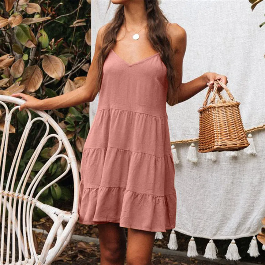 Модное женское летнее плиссированное платье сарафан мини модное платье|Женские