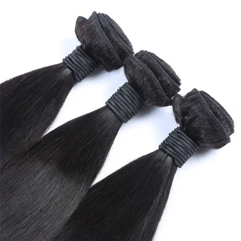 Европейские Прямые Волосы 3 Связки С Кружево Фронтальной 13*6 Уха до Кружева