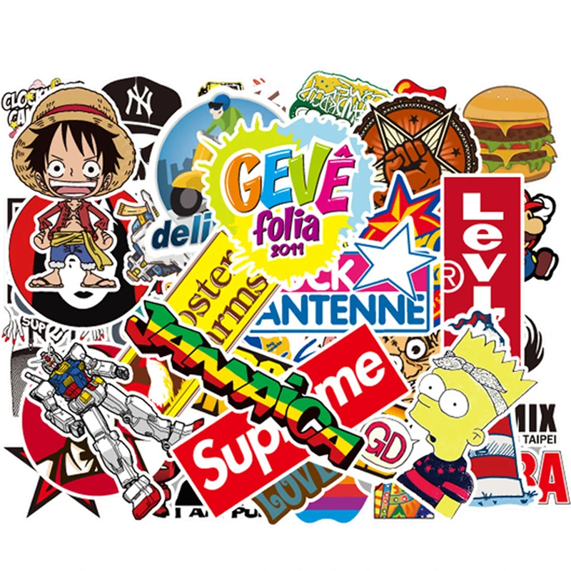 50 шт./упак. водостойкий цельный модный стиль граффити наклейки на мобильный