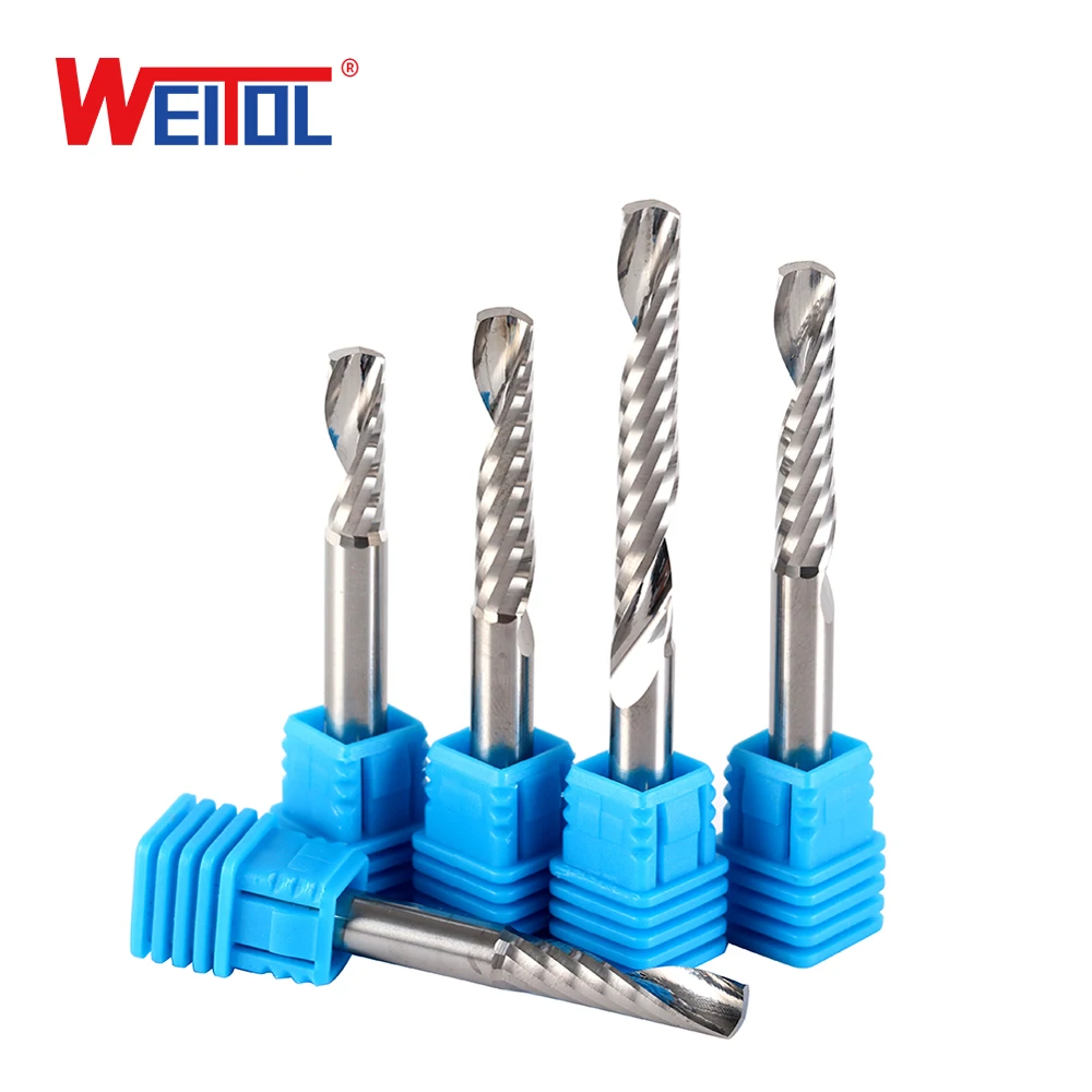 

WeiTol 1pcs one flute spiral bit carbide end mill 1 flute milling cutting tools CNC machine tools for acrylic