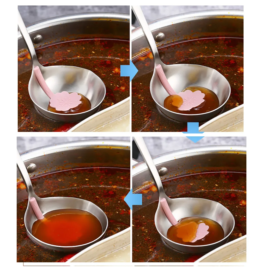 Funny Sakura Stainless Steel Colander Soup Ladle Oil Filter Long Handle Shovel Scoop Spoon Gadgets Kitchen Accessories | Дом и сад